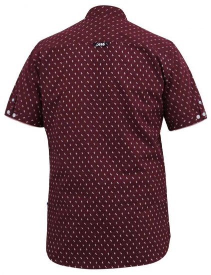 D555 DUNSTABLE S/S Micro AO Print Shirt Burgundy - Srajce - Moške srajce za Močnejše Postave