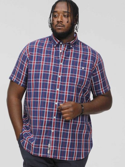 D555 ROYSTON S/S Shirt Navy - Srajce - Moške srajce za Močnejše Postave