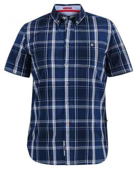 D555 HADSTOCK Check Button Down Collar S/S Shirt Navy - Srajce - Moške srajce za Močnejše Postave