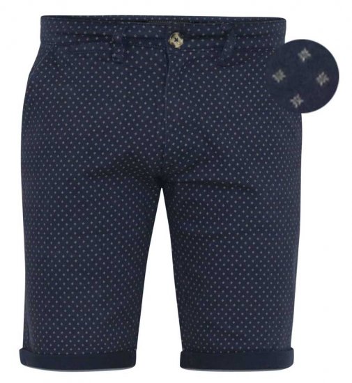 D555 DUDLEY AO Printed Stretch Chino Shorts Navy - Kratke hlače - Moške Kratke Hlače za Močnejše Postave