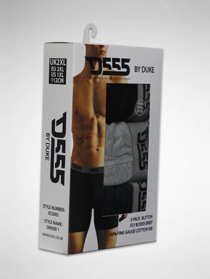 Duke Driver Boxershorts Black, Grey, Navy 3-Pack - Spodnje perilo & kopalne hlače - Moško Spodnje Perilo za močnejše postave