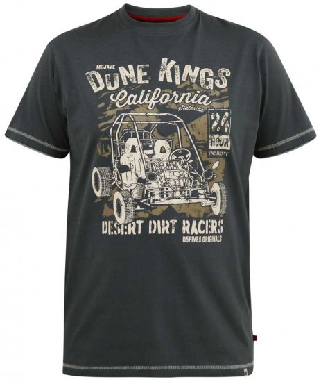 D555 BENNETT Dune Kings Buggy Printed Crew Neck T-Shirt Khaki - Kratke Majice - Moške kratke majice za močnejše postave