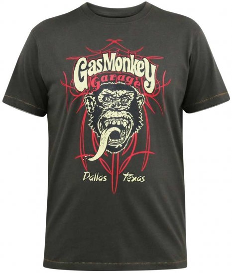 D555 DALLAS Official Gas Monkey Printed Crew Neck T-Shirt Khaki - Kratke Majice - Moške kratke majice za močnejše postave