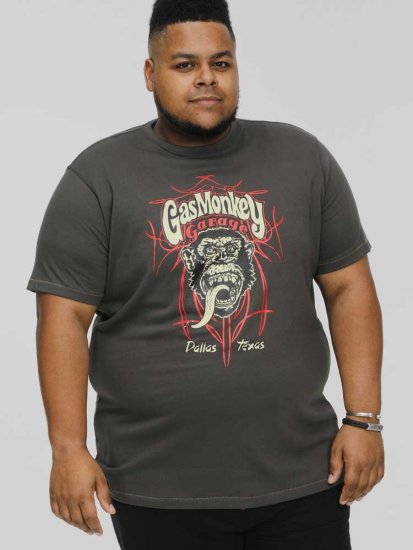 D555 DALLAS Official Gas Monkey Printed Crew Neck T-Shirt Khaki - Kratke Majice - Moške kratke majice za močnejše postave