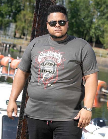 D555 DALLAS Official Gas Monkey Printed Crew Neck T-Shirt Khaki - Kratke Majice - Moške kratke majice za močnejše postave