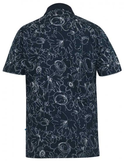 D555 ROLAND Printed Polo Shirt Navy - Polo majice - Moške Polo Majice za Močnejše Postave