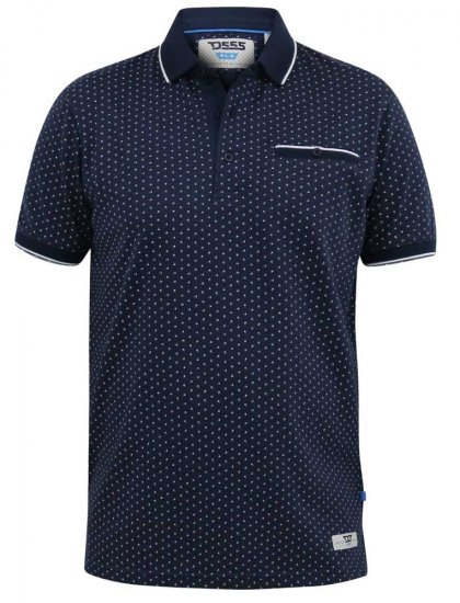 D555 DARWIN AO Printed Polo Shirt Navy - Polo majice - Moške Polo Majice za Močnejše Postave
