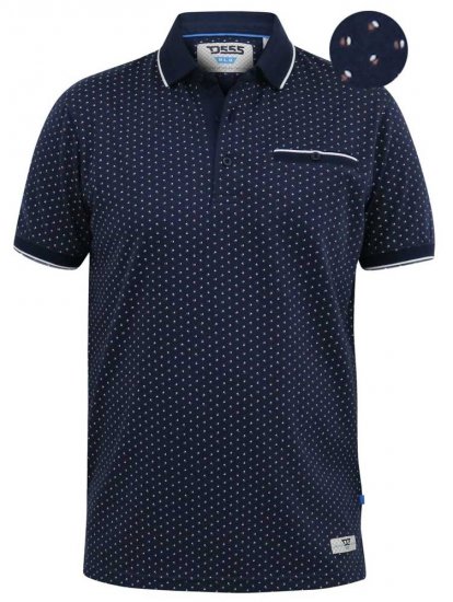 D555 DARWIN AO Printed Polo Shirt Navy - Polo majice - Moške Polo Majice za Močnejše Postave