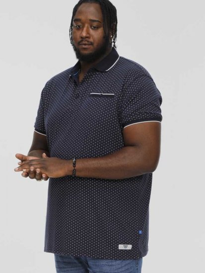 D555 DARWIN AO Printed Polo Shirt Navy - Polo majice - Moške Polo Majice za Močnejše Postave