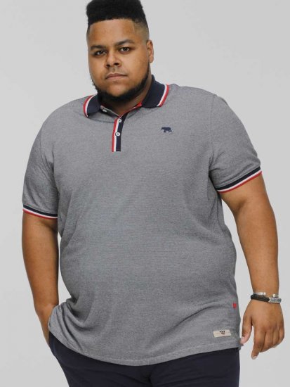 D555 BAYTON 2 Fine Stripe Jersey Polo Grey - Polo majice - Moške Polo Majice za Močnejše Postave