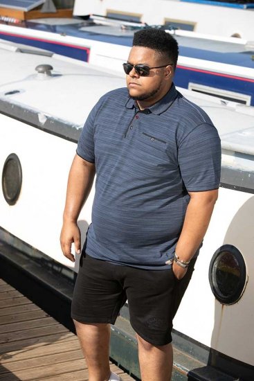 D555 FOXLEY Pique Reno Polo Navy - Polo majice - Moške Polo Majice za Močnejše Postave