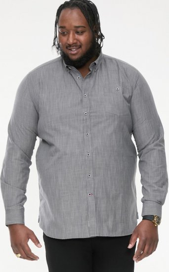 D555 RADCLIFFE Cross Hatch Soft Touch Slub Long Sleeve Shirt With Chest Patch Pocket Charcoal - Srajce - Moške srajce za Močnejše Postave