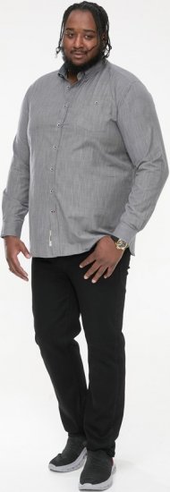 D555 RADCLIFFE Cross Hatch Soft Touch Slub Long Sleeve Shirt With Chest Patch Pocket Charcoal - Srajce - Moške srajce za Močnejše Postave