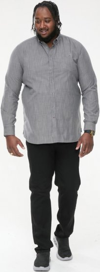 D555 RADCLIFFE Cross Hatch Soft Touch Slub Long Sleeve Shirt With Chest Patch Pocket Charcoal - Srajce - Moške srajce za Močnejše Postave