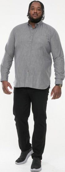 D555 RADCLIFFE Cross Hatch Soft Touch Slub Long Sleeve Shirt With Chest Patch Pocket Charcoal - Srajce - Moške srajce za Močnejše Postave