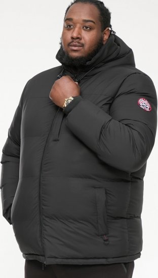 D555 DOMENIC Quilted Puffer Jacket With Half Micro Fleece Lining And Hood Black - Jakne - Moške bunde za Močnejše Postave