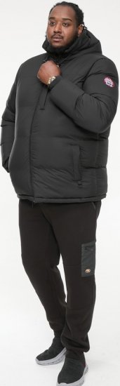 D555 DOMENIC Quilted Puffer Jacket With Half Micro Fleece Lining And Hood Black - Jakne - Moške bunde za Močnejše Postave