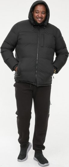 D555 DOMENIC Quilted Puffer Jacket With Half Micro Fleece Lining And Hood Black - Jakne - Moške bunde za Močnejše Postave