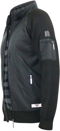 D555 MARSDEN Hybrid Knitted Jacket With Bonded Fleece Lining Black - Jakne - Moške bunde za Močnejše Postave