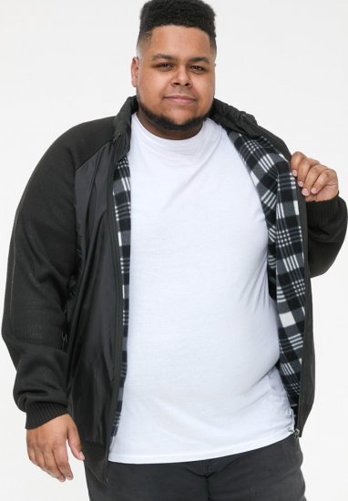 D555 MARSDEN Hybrid Knitted Jacket With Bonded Fleece Lining Black - Jakne - Moške bunde za Močnejše Postave