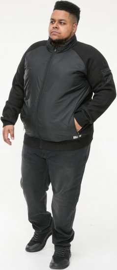 D555 MARSDEN Hybrid Knitted Jacket With Bonded Fleece Lining Black - Jakne - Moške bunde za Močnejše Postave