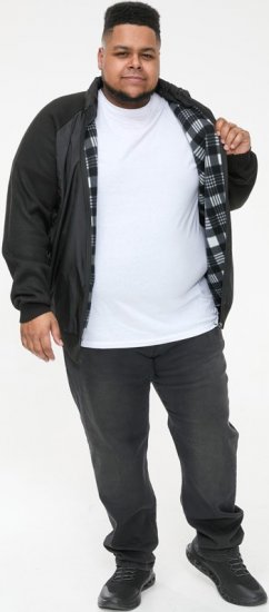 D555 MARSDEN Hybrid Knitted Jacket With Bonded Fleece Lining Black - Jakne - Moške bunde za Močnejše Postave
