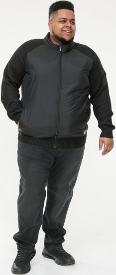 D555 MARSDEN Hybrid Knitted Jacket With Bonded Fleece Lining Black - Jakne - Moške bunde za Močnejše Postave