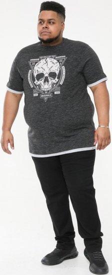 D555 DARREN Skull Printed T-Shirt With Double Layer On Hem & Cuff Black Reno - Kratke Majice - Moške kratke majice za močnejše postave