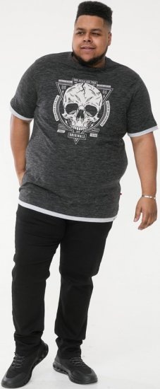 D555 DARREN Skull Printed T-Shirt With Double Layer On Hem & Cuff Black Reno - Kratke Majice - Moške kratke majice za močnejše postave