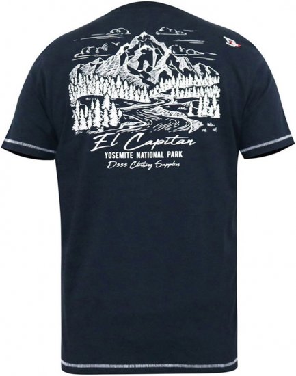 D555 GRAHAM YOSEMITE Chest And Back Printed Crew Neck T-Shirt Navy - Kratke Majice - Moške kratke majice za močnejše postave