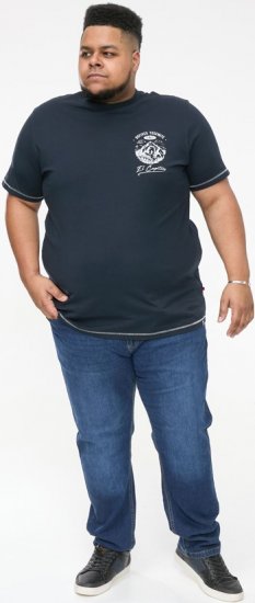 D555 GRAHAM YOSEMITE Chest And Back Printed Crew Neck T-Shirt Navy - Kratke Majice - Moške kratke majice za močnejše postave
