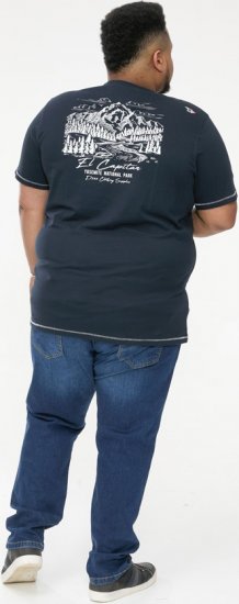 D555 GRAHAM YOSEMITE Chest And Back Printed Crew Neck T-Shirt Navy - Kratke Majice - Moške kratke majice za močnejše postave