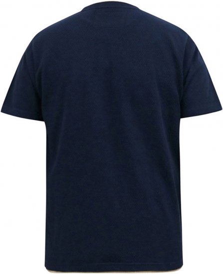 D555 SANDFORD Double Layer On Neck Ribs And Hem Waffle Textured T-Shirt Navy - Kratke Majice - Moške kratke majice za močnejše postave