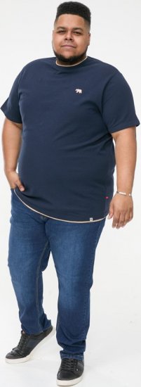 D555 SANDFORD Double Layer On Neck Ribs And Hem Waffle Textured T-Shirt Navy - Kratke Majice - Moške kratke majice za močnejše postave