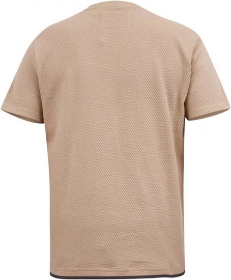 D555 SANDFORD Double Layer On Neck Ribs And Hem Waffle Textured T-Shirt Beige - Kratke Majice - Moške kratke majice za močnejše postave