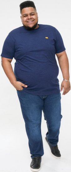 D555 ORSTON Reno Fabric Crew Neck T-Shirt With Chest Embroidery Blue Reno - Kratke Majice - Moške kratke majice za močnejše postave