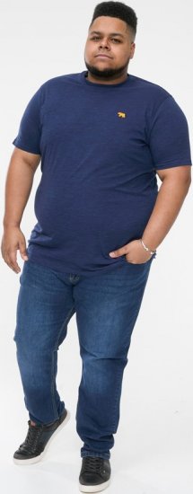 D555 ORSTON Reno Fabric Crew Neck T-Shirt With Chest Embroidery Blue Reno - Kratke Majice - Moške kratke majice za močnejše postave