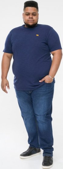 D555 ORSTON Reno Fabric Crew Neck T-Shirt With Chest Embroidery Blue Reno - Kratke Majice - Moške kratke majice za močnejše postave