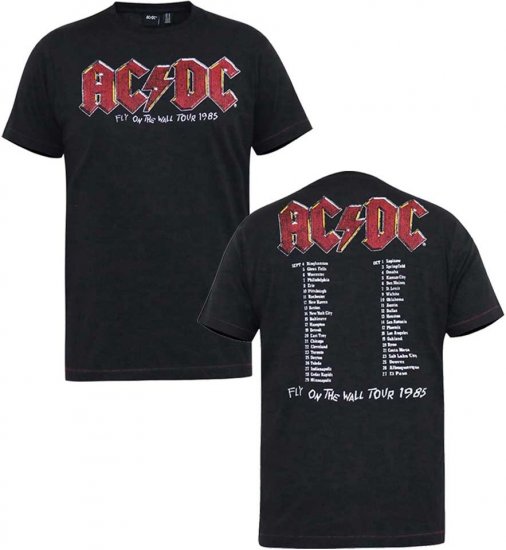 D555 JAILBREAK Official Ac/Dc Printed T-Shirt With Front And Back Print - Black - Kratke Majice - Moške kratke majice za močnejše postave