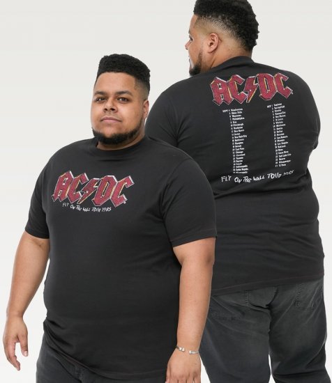 D555 JAILBREAK Official Ac/Dc Printed T-Shirt With Front And Back Print - Black - Kratke Majice - Moške kratke majice za močnejše postave