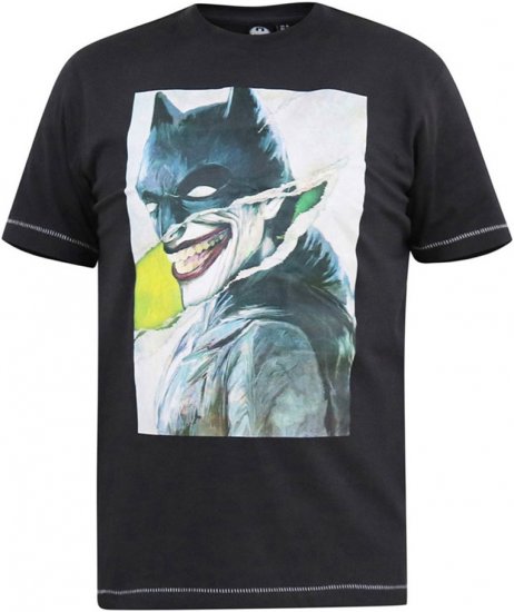 D555 MARTIN Official Batman Printed T-Shirt Washed Black - Kratke Majice - Moške kratke majice za močnejše postave