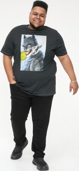 D555 MARTIN Official Batman Printed T-Shirt Washed Black - Kratke Majice - Moške kratke majice za močnejše postave