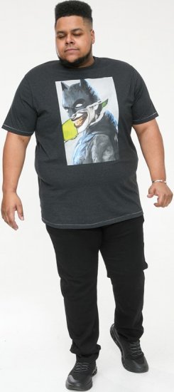 D555 MARTIN Official Batman Printed T-Shirt Washed Black - Kratke Majice - Moške kratke majice za močnejše postave