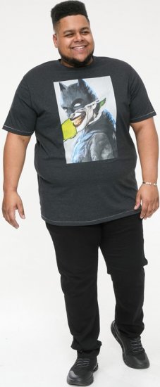 D555 MARTIN Official Batman Printed T-Shirt Washed Black - Kratke Majice - Moške kratke majice za močnejše postave