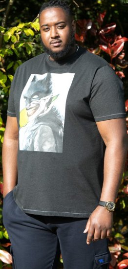 D555 MARTIN Official Batman Printed T-Shirt Washed Black - Kratke Majice - Moške kratke majice za močnejše postave