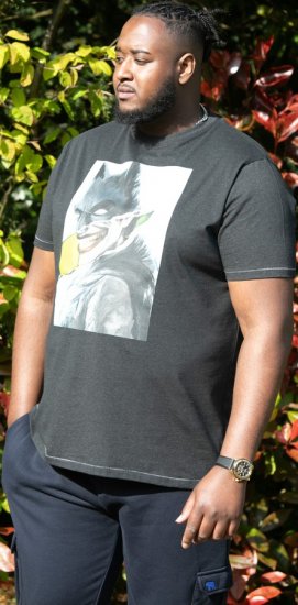 D555 MARTIN Official Batman Printed T-Shirt Washed Black - Kratke Majice - Moške kratke majice za močnejše postave