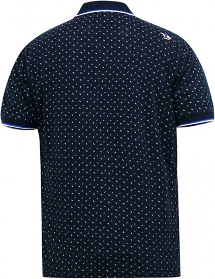 D555 OAKLEY AOP Jersey Polo With Jacquard Collar, Ribs And Chest Pocket Navy - Polo majice - Moške Polo Majice za Močnejše Postave