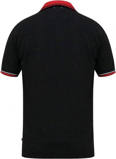 D555 CHESTER Pique Polo With Red Collar With Tipping Detail And Chest Embroidery Black - Polo majice - Moške Polo Majice za Močnejše Postave