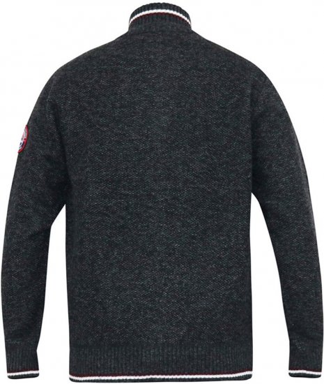 D555 ABERDARE Knitted Zip Through Sweater With Bonded Check Lining Charcoal Marl - Puloverji & jopice - Moški Puloverji & Jopice za Močnejše Postave
