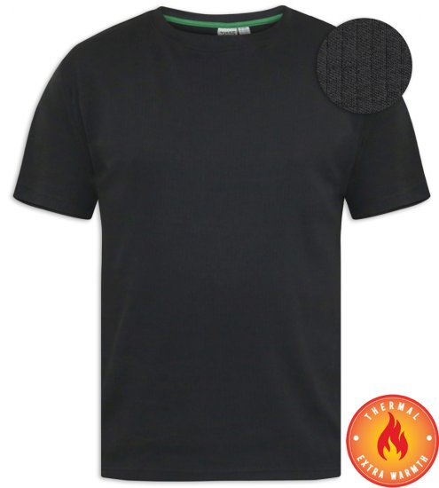 D555 Motherwell Thermal Short Sleeve T-Shirt Black - Spodnje perilo & kopalne hlače - Moško Spodnje Perilo za močnejše postave